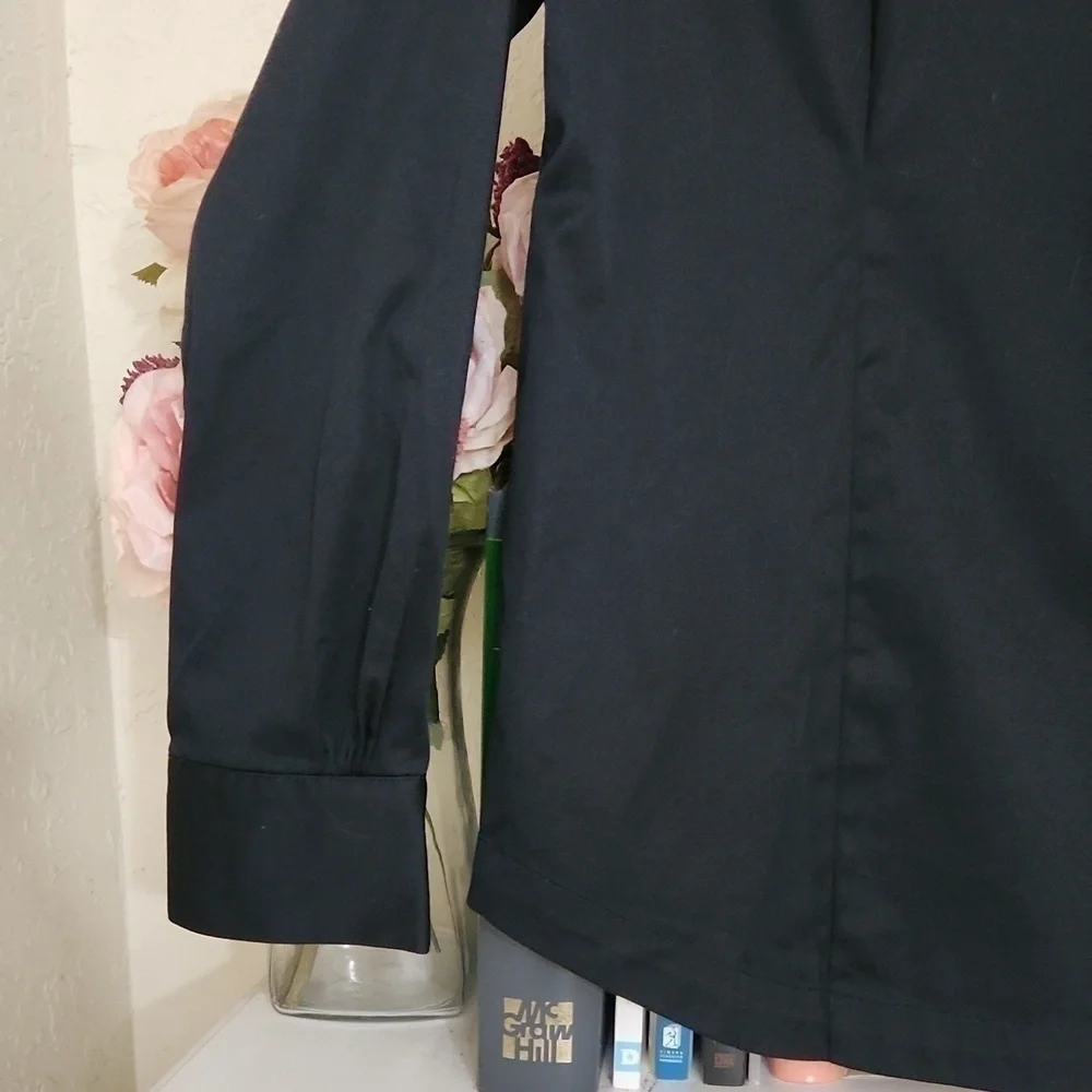 Soft Surroundings Black Button Down Classy Sophisticated Pitch Black Color - Picture 11 of 12